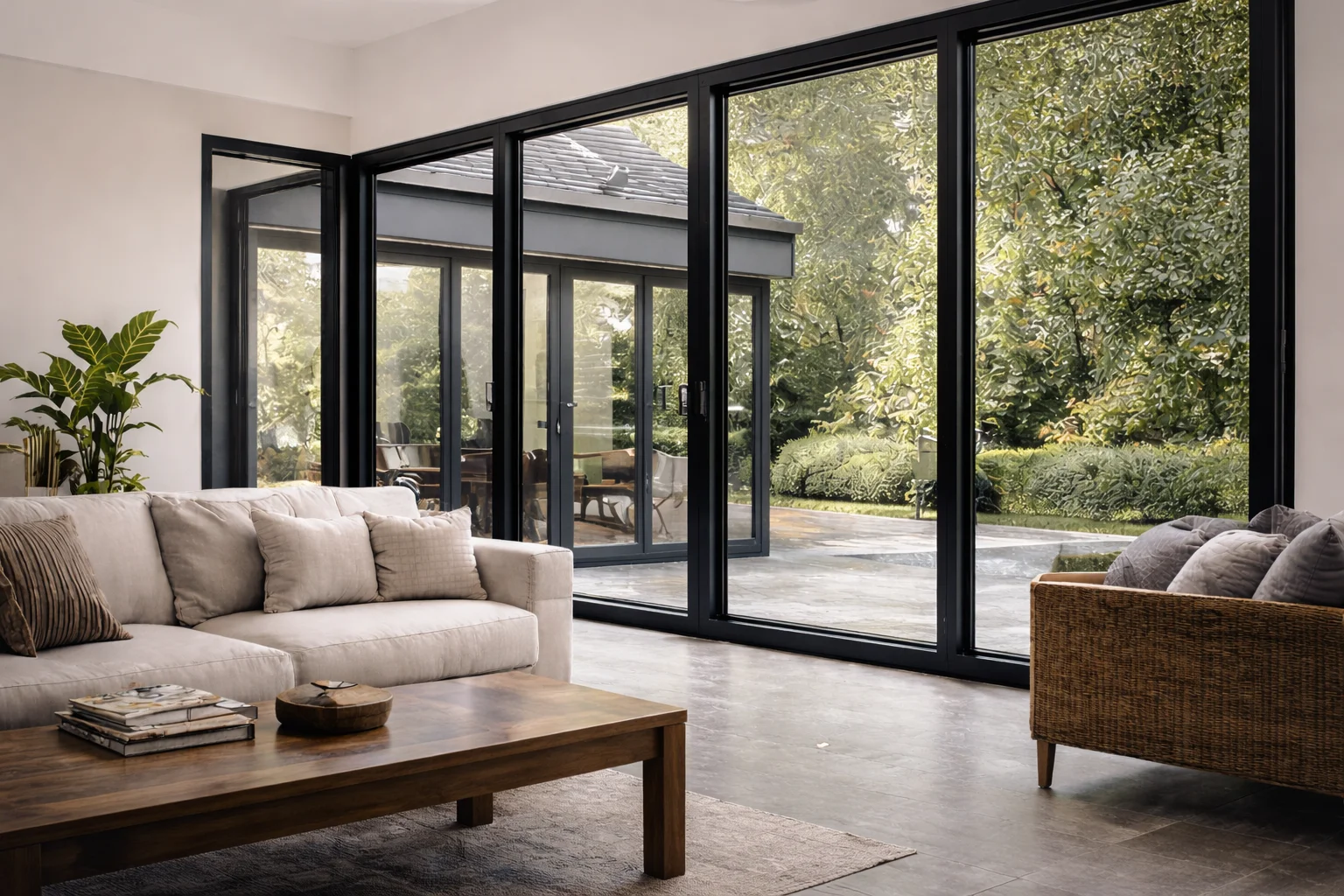 Premium aluminium window installation with slim sightlines